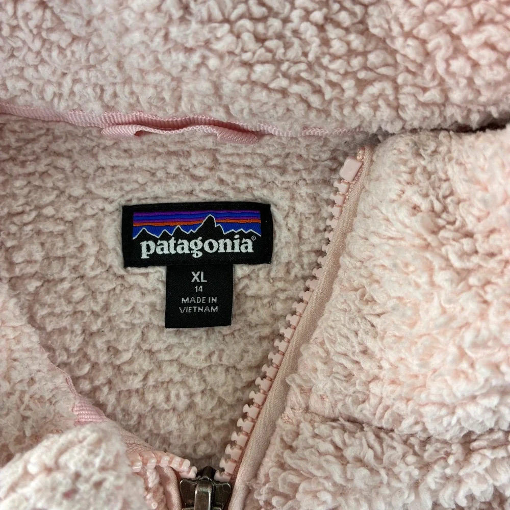 Patagonia Los Gatos Girls XL Fleece‎ Pullover Pink 1/4 Zip Long Sleeve Jacket - Picture 4 of 10